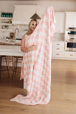 Penny Blanket Single Cuddle Size in Pink Check-OS-[option4]-[option5]-[option6]-[option7]-[option8]-Womens-Clothing-Shop
