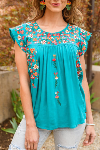 Blue Blossoms Shirt-[option4]-[option5]-[option6]-[option7]-[option8]-Womens-Clothing-Shop