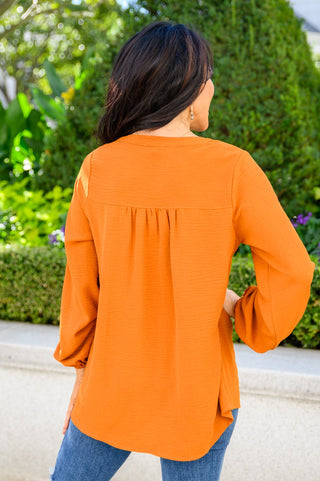 Bop To The Top Puff Sleeve Blouse In Caramel-[option4]-[option5]-[option6]-[option7]-[option8]-Womens-Clothing-Shop