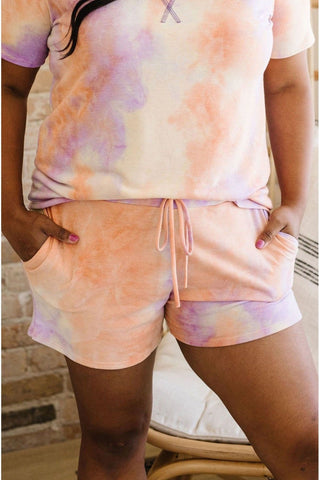 Brushed Knit Tie Dye Lounge Shorts In Coral-[option4]-[option5]-[option6]-[option7]-[option8]-Womens-Clothing-Shop