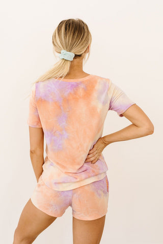 Brushed Knit Tie Dye Lounge Top In Coral-[option4]-[option5]-[option6]-[option7]-[option8]-Womens-Clothing-Shop