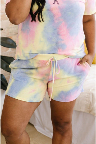 Brushed Knit Tie Dye Shorts In Blue-[option4]-[option5]-[option6]-[option7]-[option8]-Womens-Clothing-Shop