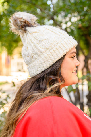 Cable Knit Cuffed Beanie In Ivory-OS-[option4]-[option5]-[option6]-[option7]-[option8]-Womens-Clothing-Shop