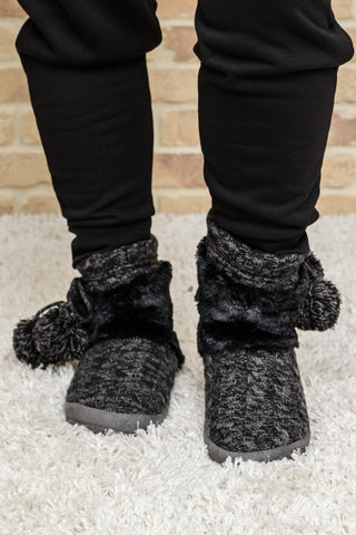 Cable Knit Slipper Boots With Pompom Trim-[option4]-[option5]-[option6]-[option7]-[option8]-Womens-Clothing-Shop