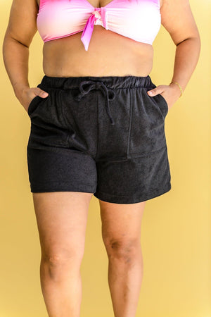 Carried Away French Terry Shorts in Black-[option4]-[option5]-[option6]-[option7]-[option8]-Womens-Clothing-Shop