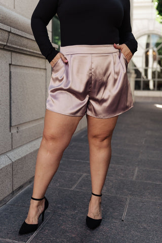 Champagne and Roses Satin Shorts-[option4]-[option5]-[option6]-[option7]-[option8]-Womens-Clothing-Shop