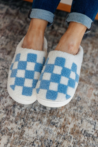 Checked Out Slippers in Blue-[option4]-[option5]-[option6]-[option7]-[option8]-Womens-Clothing-Shop