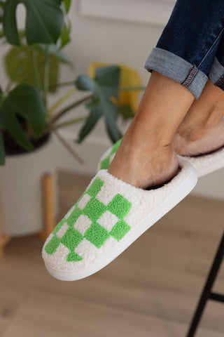 Checked Out Slippers in Green-[option4]-[option5]-[option6]-[option7]-[option8]-Womens-Clothing-Shop