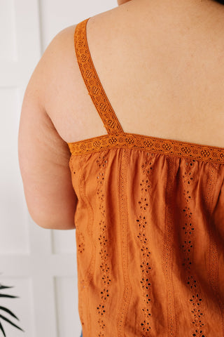 Eyelet You Know Camisole In Cinnamon-[option4]-[option5]-[option6]-[option7]-[option8]-Womens-Clothing-Shop