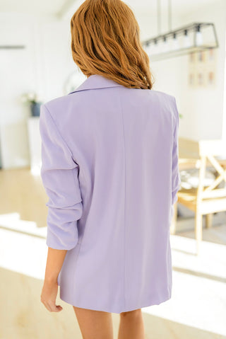 Chic In Lavender Ruched 3/4 Sleeve Blazer-[option4]-[option5]-[option6]-[option7]-[option8]-Womens-Clothing-Shop