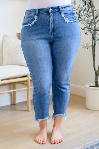 Christina Fringed Pocket Slim Fit Jeans-[option4]-[option5]-[option6]-[option7]-[option8]-Womens-Clothing-Shop