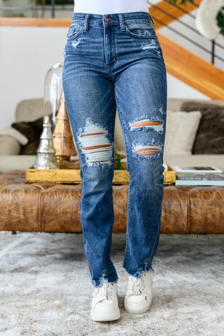 Christine High Contrast Slim Bootcut Destroyed Jeans-[option4]-[option5]-[option6]-[option7]-[option8]-Womens-Clothing-Shop