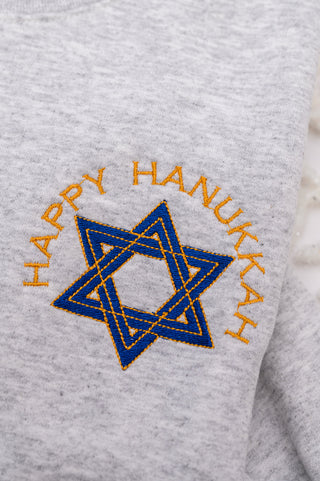 PREORDER: Happy Hanukkah Embroidered Sweatshirt-[option4]-[option5]-[option6]-[option7]-[option8]-Womens-Clothing-Shop