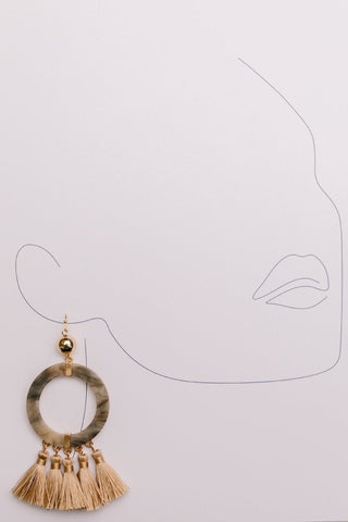 Circle Fringe Earrings-Brown-[option4]-[option5]-[option6]-[option7]-[option8]-Womens-Clothing-Shop