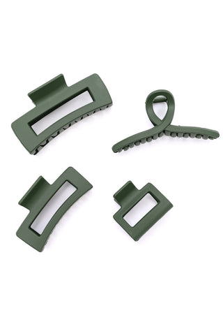 Claw Clip Set of 4 in Forest Green-OS-[option4]-[option5]-[option6]-[option7]-[option8]-Womens-Clothing-Shop