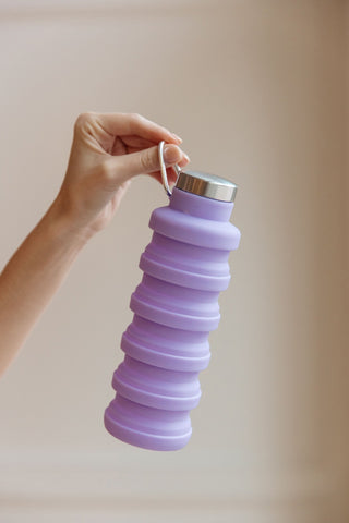 Collapsing Silicon Water Bottle in Purple-OS-[option4]-[option5]-[option6]-[option7]-[option8]-Womens-Clothing-Shop