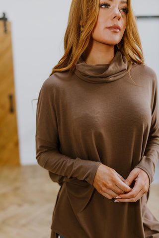 Comfort First Cowl Neck Hi-Low Long Sleeve-[option4]-[option5]-[option6]-[option7]-[option8]-Womens-Clothing-Shop