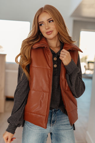 Persistence Pays Off Faux Leather Puffer Vest-[option4]-[option5]-[option6]-[option7]-[option8]-Womens-Clothing-Shop