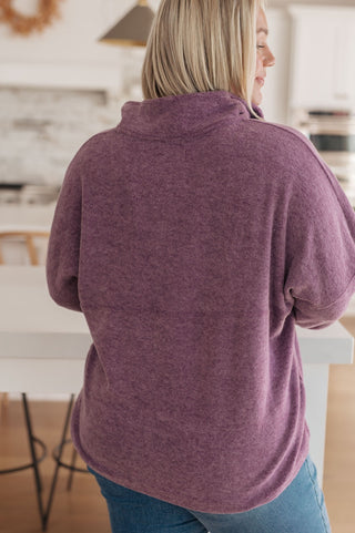 Cozy Moment 1/2 Zip Pullover in Purple-[option4]-[option5]-[option6]-[option7]-[option8]-Womens-Clothing-Shop