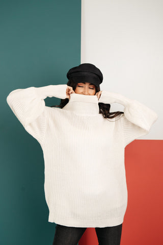 Cream Colored Classic Knit Sweater-[option4]-[option5]-[option6]-[option7]-[option8]-Womens-Clothing-Shop