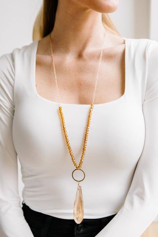 Crystal Teardrop Pendant Necklace in Gold-Gold-[option4]-[option5]-[option6]-[option7]-[option8]-Womens-Clothing-Shop