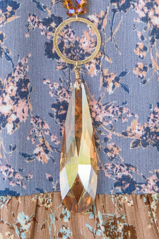Crystal Teardrop Pendant Necklace in Gold-Gold-[option4]-[option5]-[option6]-[option7]-[option8]-Womens-Clothing-Shop
