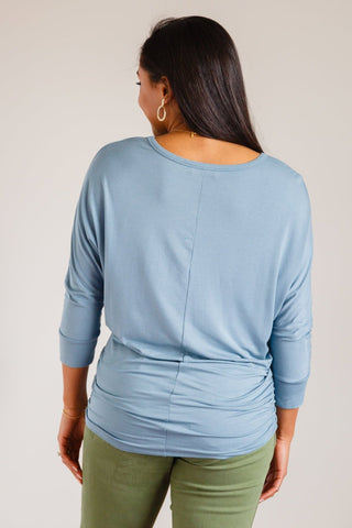 Daytime Boat Neck Top in Blue Gray-[option4]-[option5]-[option6]-[option7]-[option8]-Womens-Clothing-Shop