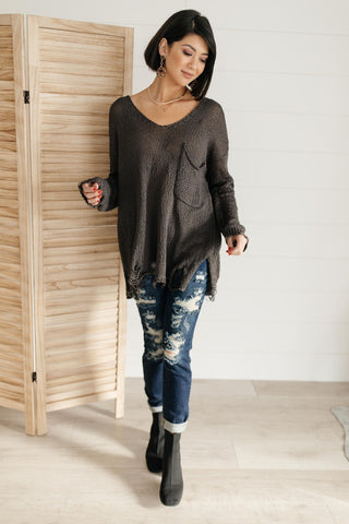 Distressed and Proud Sweater in Black-[option4]-[option5]-[option6]-[option7]-[option8]-Womens-Clothing-Shop