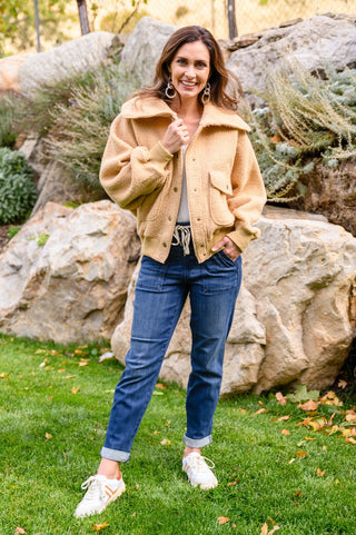 Don't Stress Oversized Collar Sherpa Jacket In Taupe-[option4]-[option5]-[option6]-[option7]-[option8]-Womens-Clothing-Shop