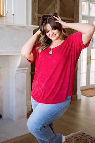 Enjoy The Day Tee In Red-[option4]-[option5]-[option6]-[option7]-[option8]-Womens-Clothing-Shop