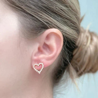 PREORDER: Pearl Heart Stud Earrings in Two Colors-[option4]-[option5]-[option6]-[option7]-[option8]-Womens-Clothing-Shop