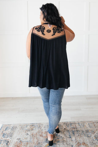 Floral Embroidered Swing Top in Black-[option4]-[option5]-[option6]-[option7]-[option8]-Womens-Clothing-Shop