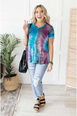 Forever in Love Tee in Teal and Purple-[option4]-[option5]-[option6]-[option7]-[option8]-Womens-Clothing-Shop