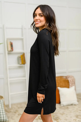 Frankie Mock Neck Dress in Black-[option4]-[option5]-[option6]-[option7]-[option8]-Womens-Clothing-Shop