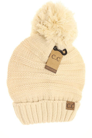 Solid Slouchy Pom CC Beanie-Natural-[option4]-[option5]-[option6]-[option7]-[option8]-Womens-Clothing-Shop