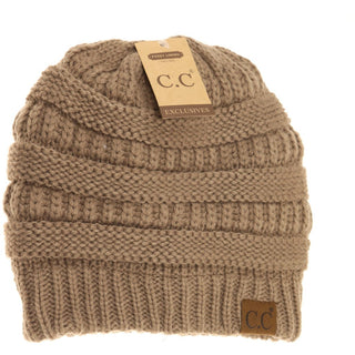 Classic Fuzzy Lined CC Beanie-Taupe-[option4]-[option5]-[option6]-[option7]-[option8]-Womens-Clothing-Shop
