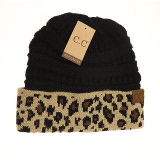 Matching Cuff Leopard Print CC Beanie-[option4]-[option5]-[option6]-[option7]-[option8]-Womens-Clothing-Shop