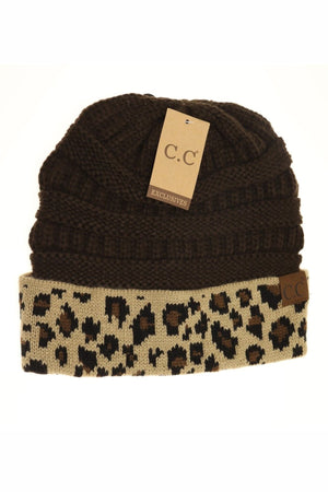 Leopard Print CC Beanie-Brown-[option4]-[option5]-[option6]-[option7]-[option8]-Womens-Clothing-Shop