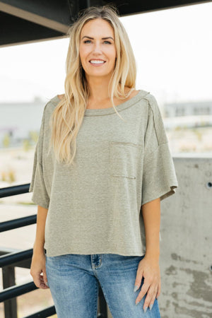 Hannah Tee in Faded Olive-[option4]-[option5]-[option6]-[option7]-[option8]-Womens-Clothing-Shop