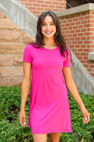 Here To Stay T-Shirt Dress In Pink-[option4]-[option5]-[option6]-[option7]-[option8]-Womens-Clothing-Shop