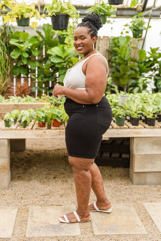 Hi-Rise Black Cuffed Bermuda Shorts-[option4]-[option5]-[option6]-[option7]-[option8]-Womens-Clothing-Shop