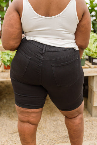 Hi-Rise Black Cuffed Bermuda Shorts-[option4]-[option5]-[option6]-[option7]-[option8]-Womens-Clothing-Shop
