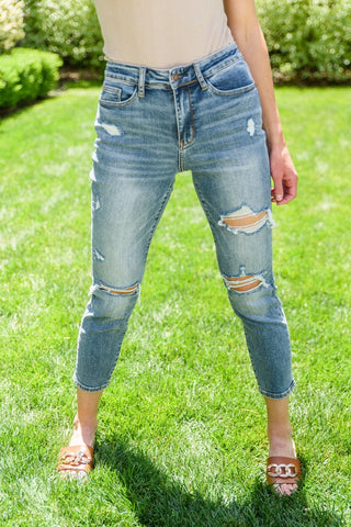 Hi-Rise Destroyed Slim Fit Jeans-[option4]-[option5]-[option6]-[option7]-[option8]-Womens-Clothing-Shop