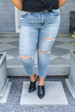 Hi-Rise Destroyed Slim Fit Jeans-[option4]-[option5]-[option6]-[option7]-[option8]-Womens-Clothing-Shop
