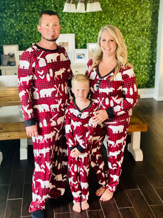 Matching Family Pajamas in Plaid Bear-[option4]-[option5]-[option6]-[option7]-[option8]-Womens-Clothing-Shop