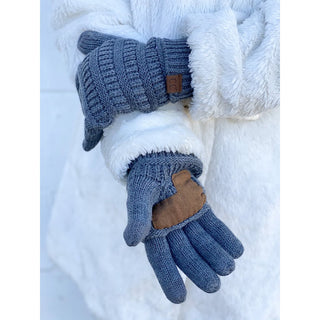Knit CC Gloves With Lining-Light Grey-[option4]-[option5]-[option6]-[option7]-[option8]-Womens-Clothing-Shop
