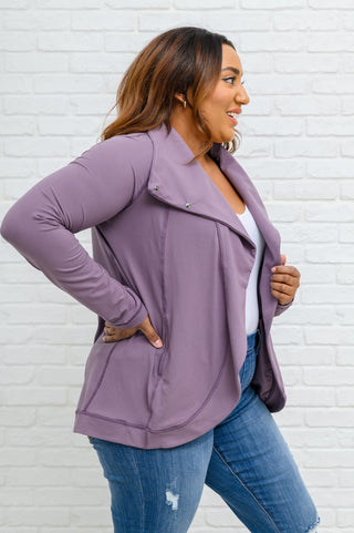 Janie Asymmetric Cowl Neck Jacket In Mulberry-[option4]-[option5]-[option6]-[option7]-[option8]-Womens-Clothing-Shop