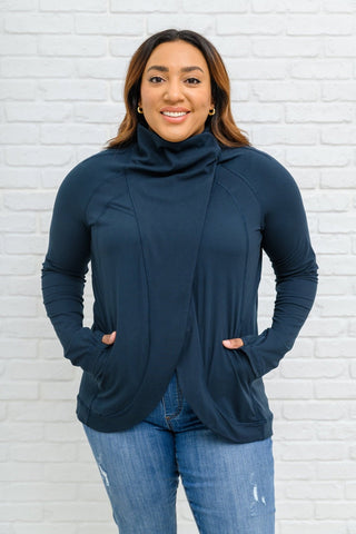Janie Asymmetric Cowl Neck Jacket In Navy-[option4]-[option5]-[option6]-[option7]-[option8]-Womens-Clothing-Shop
