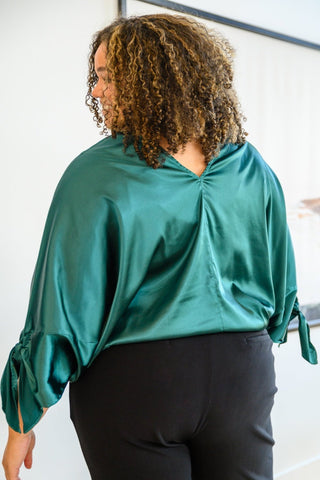 Jaz Dolman Tie Sleeve Blouse in Green-[option4]-[option5]-[option6]-[option7]-[option8]-Womens-Clothing-Shop
