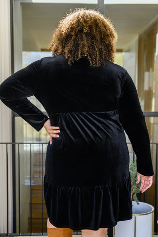 Jentsyn Velvet V-Neck Dress in Black-[option4]-[option5]-[option6]-[option7]-[option8]-Womens-Clothing-Shop
